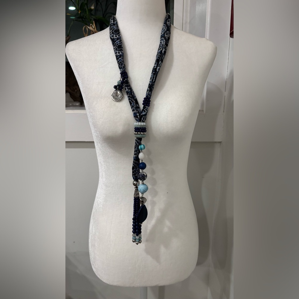 Chicos Elegant Blue Beaded Necklace